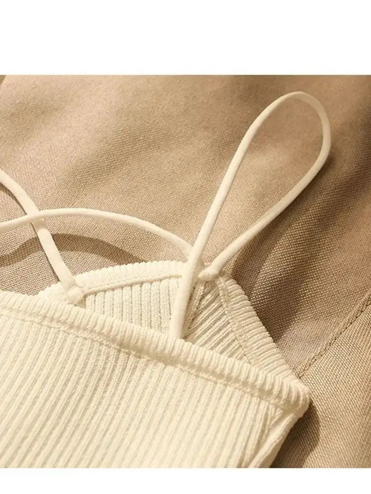 French Style Cross-knit Suspender Camisole Slim High-end Bottom Bandeau Top - Blade & Thread