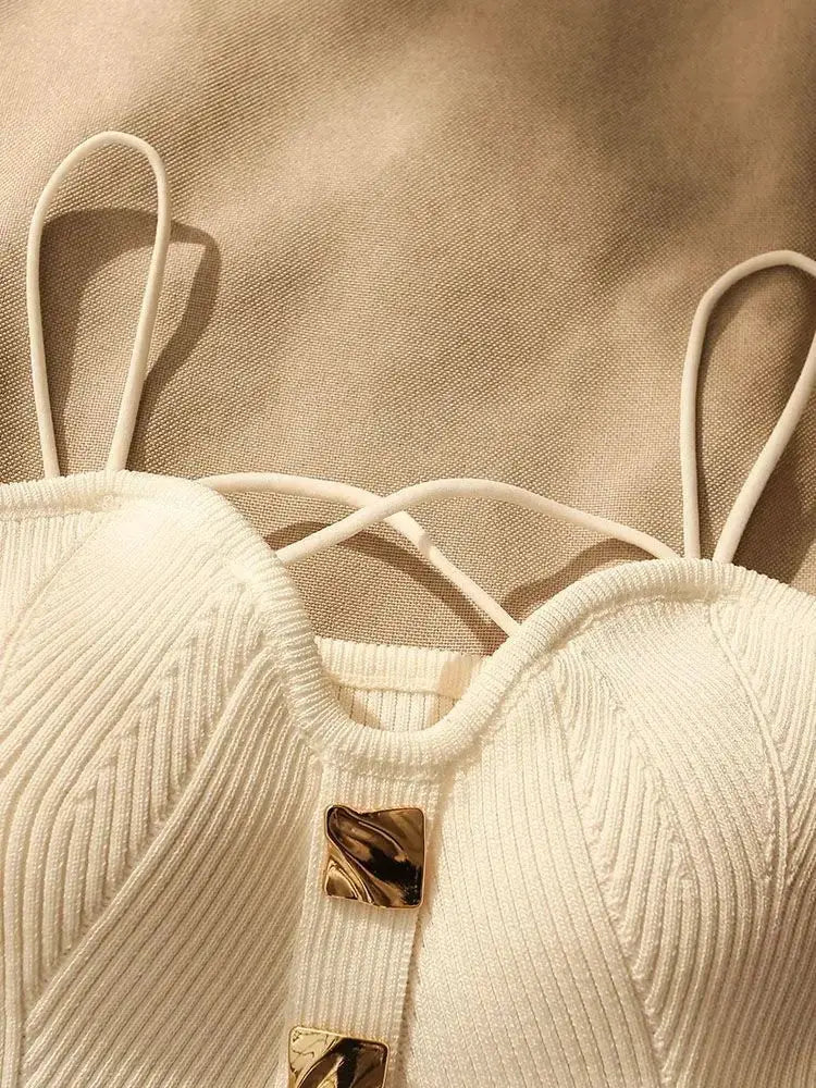 French Style Cross-knit Suspender Camisole Slim High-end Bottom Bandeau Top - Blade & Thread