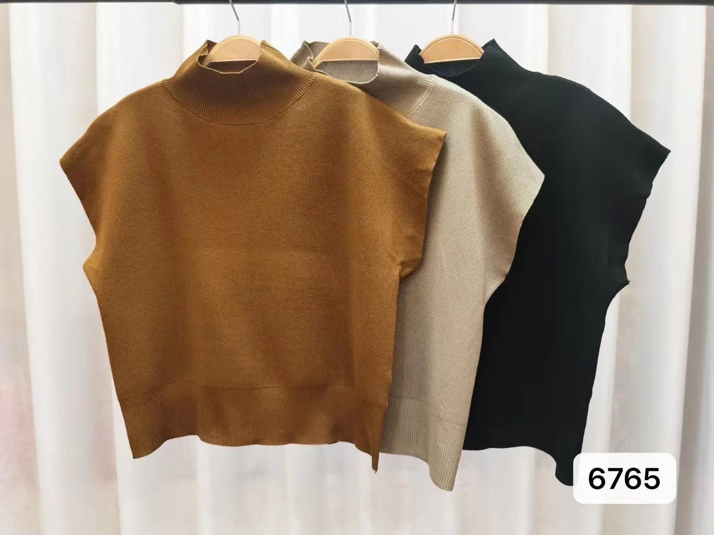 French Turtleneck Knitted Women Spring Summer Design Loose Short Sleeve Cropped Tops Female - Blade & Thread