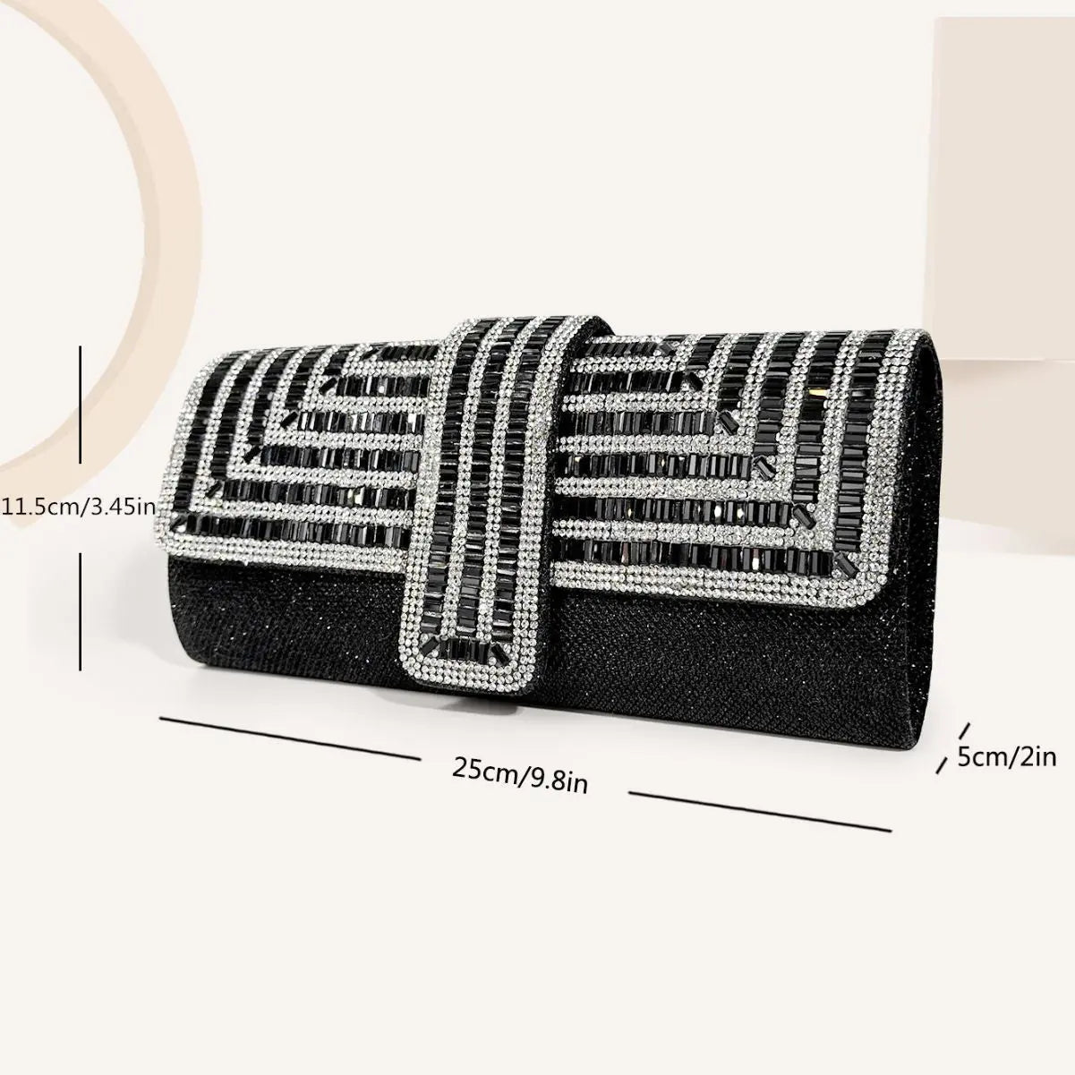 Full diamond flap shiny fashion chain clutch bag - Blade & Thread