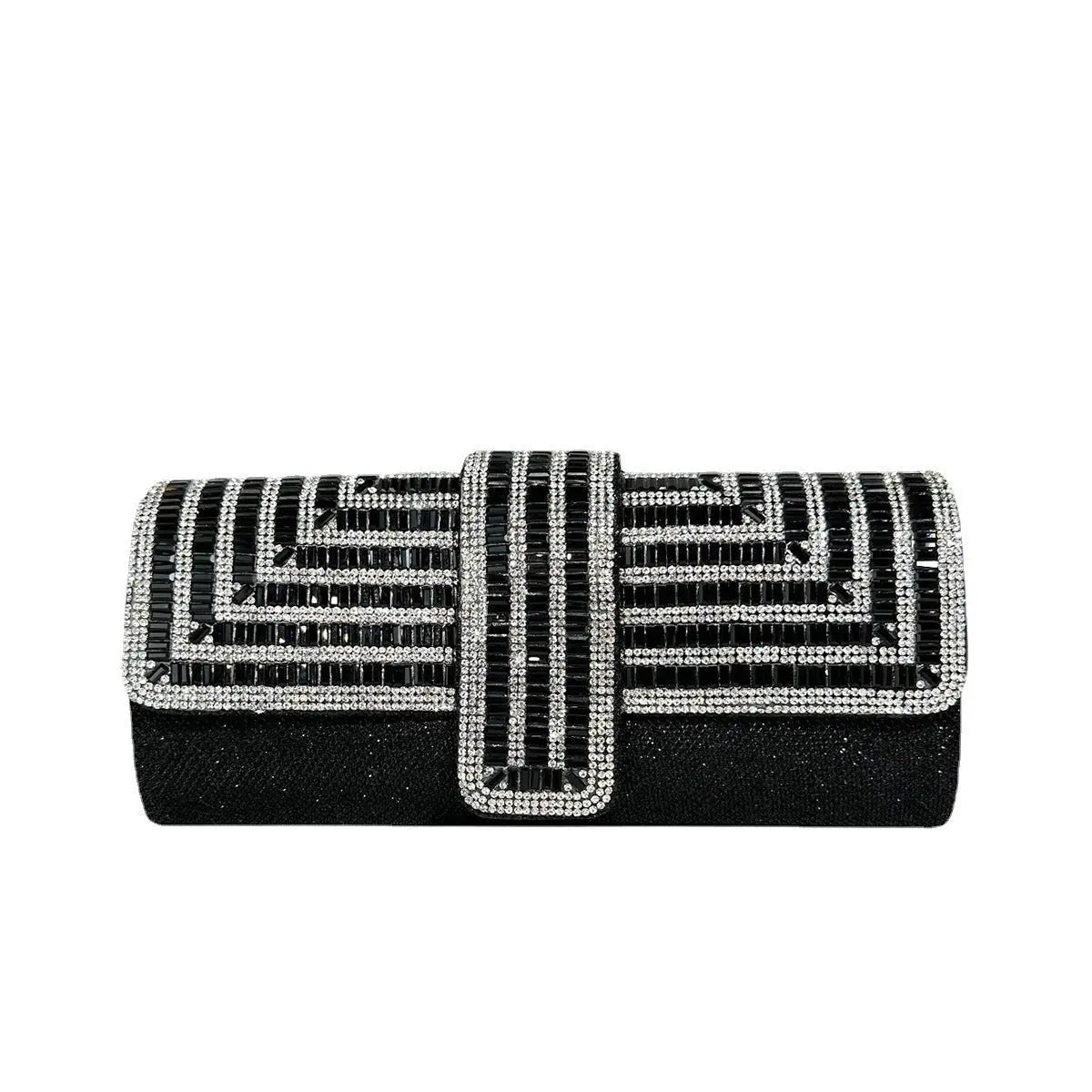 Full diamond flap shiny fashion chain clutch bag - Blade & Thread