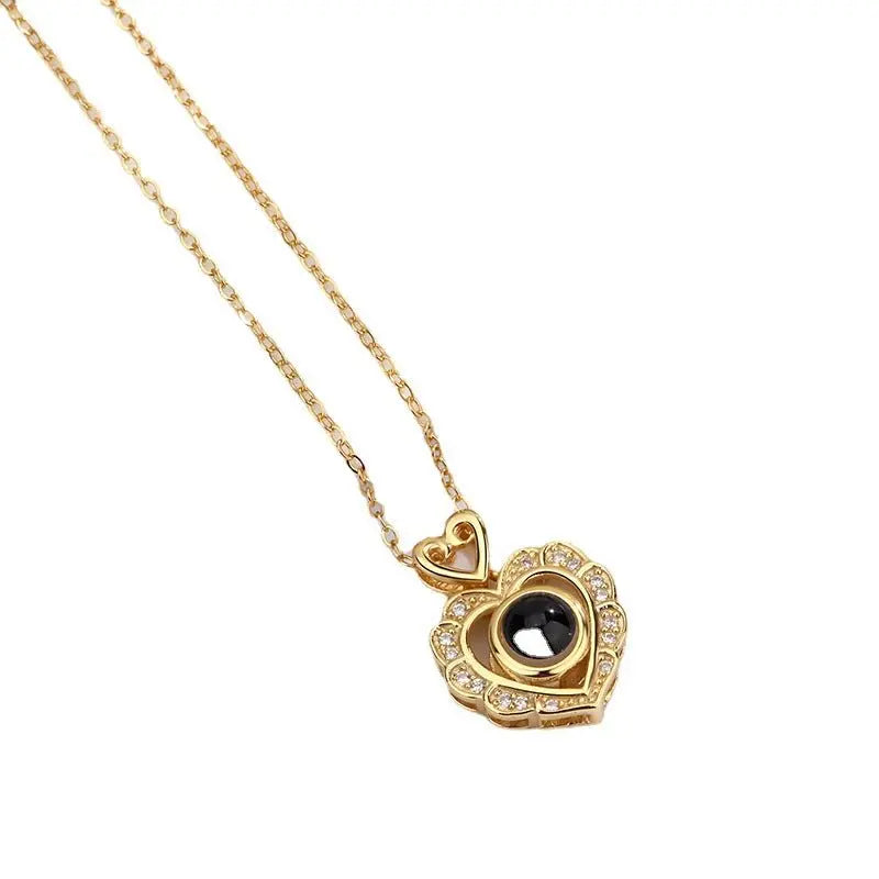 Full Diamond Love Projection Necklace Photo Custom Pendant - Blade & Thread