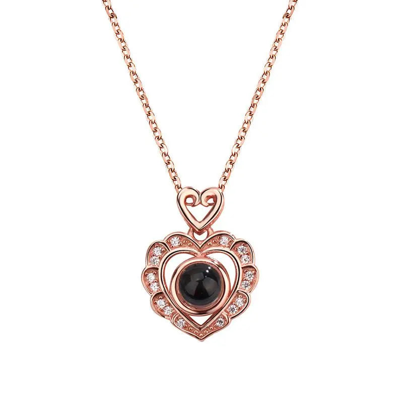 Full Diamond Love Projection Necklace Photo Custom Pendant - Blade & Thread