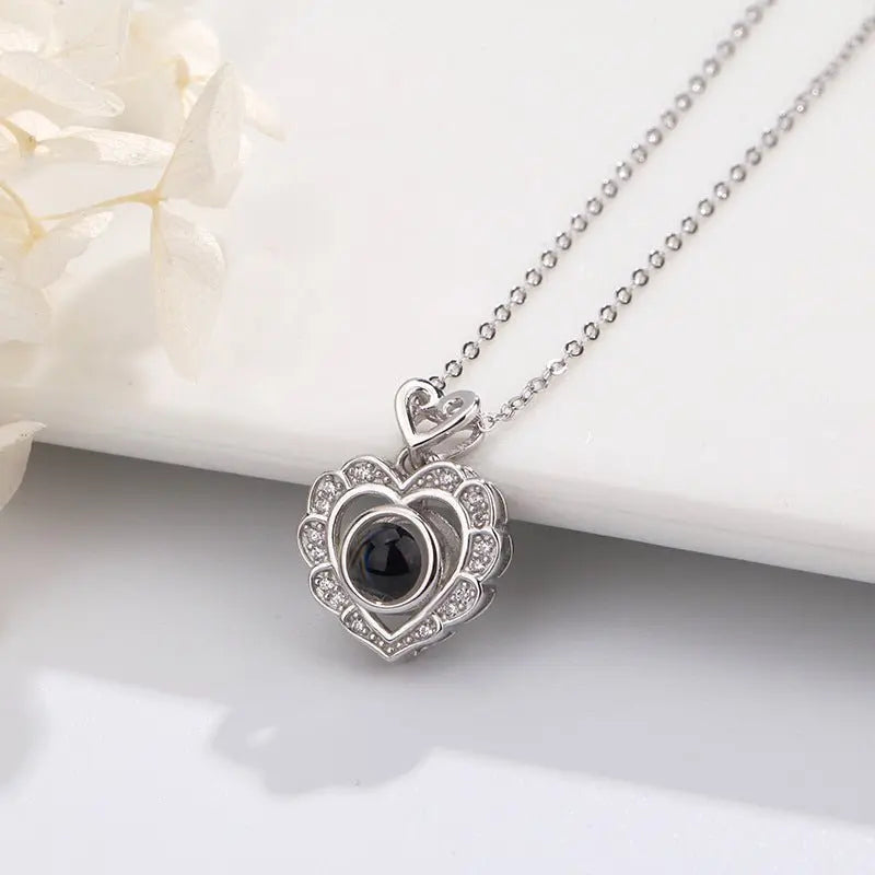 Full Diamond Love Projection Necklace Photo Custom Pendant - Blade & Thread