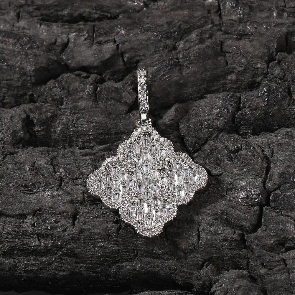 Full-diamond zircon four-leaf clover necklace - Blade & Thread