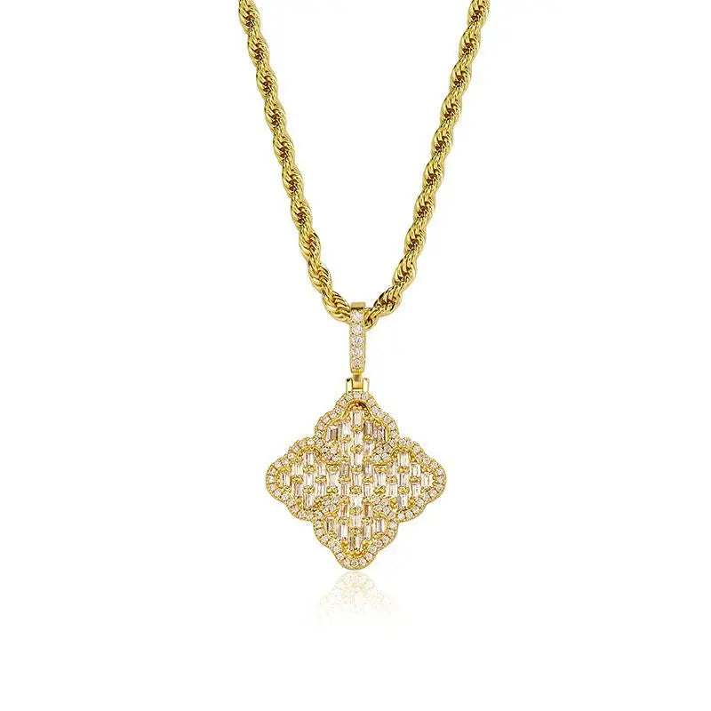 Full-diamond zircon four-leaf clover necklace - Blade & Thread