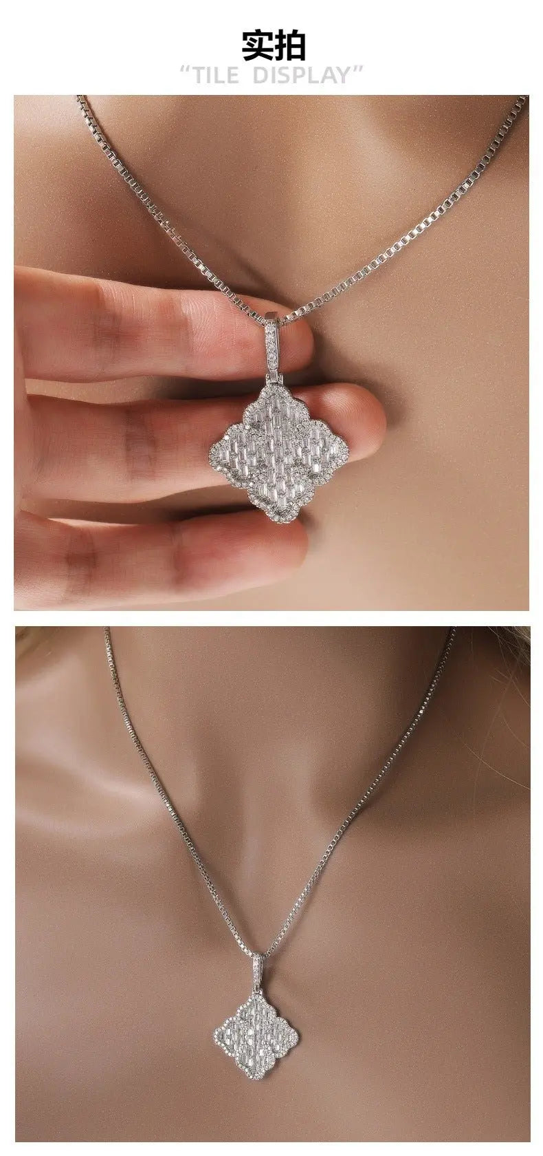 Full-diamond zircon four-leaf clover necklace - Blade & Thread