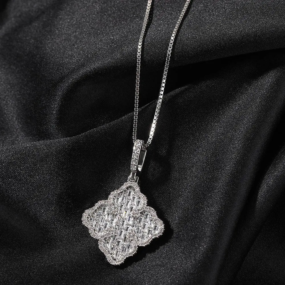 Full-diamond zircon four-leaf clover necklace - Blade & Thread