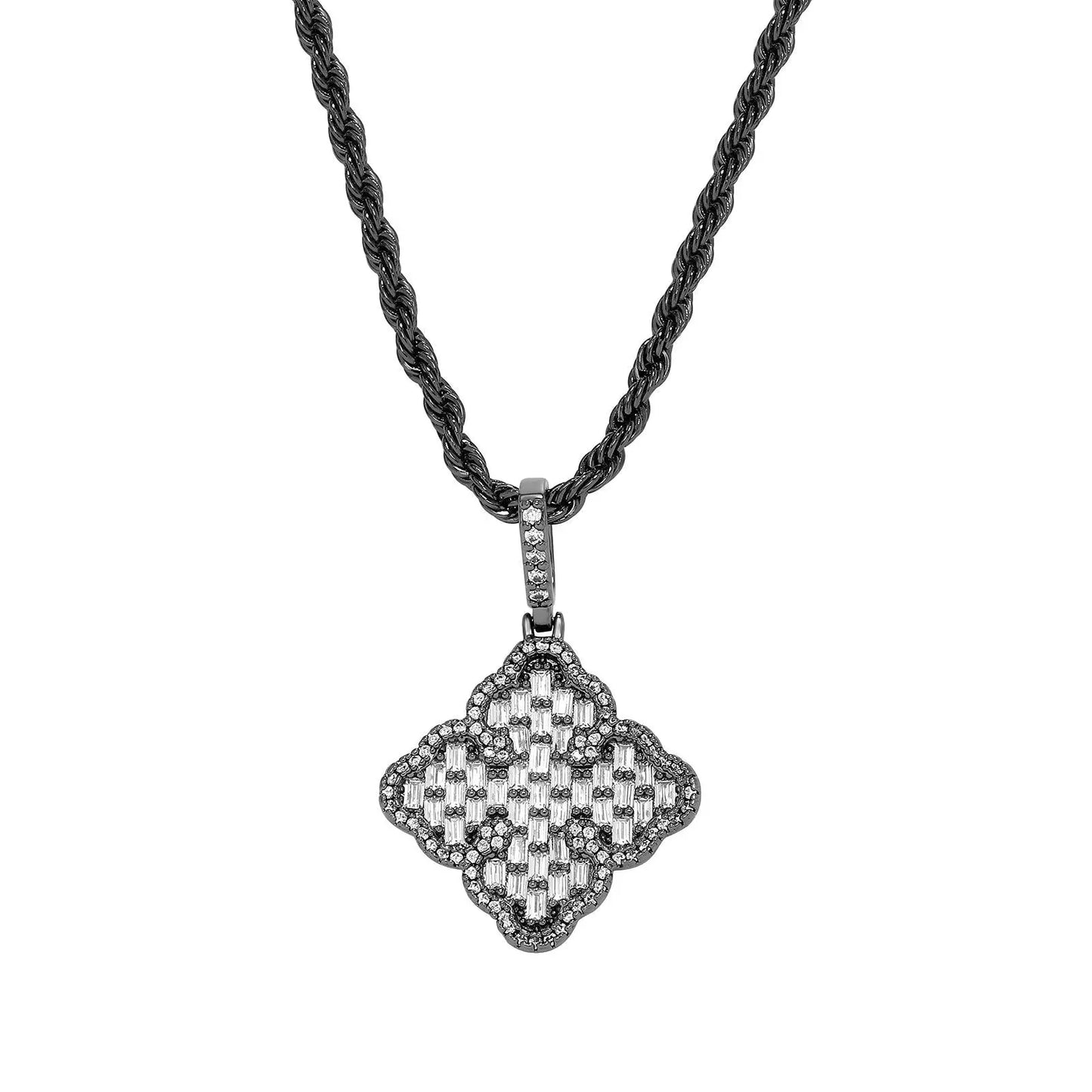 Full-diamond zircon four-leaf clover necklace - Blade & Thread