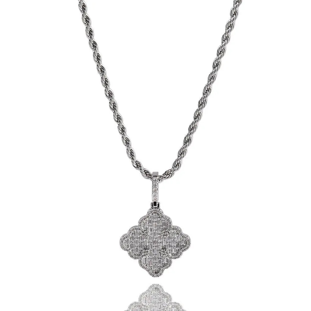 Full-diamond zircon four-leaf clover necklace - Blade & Thread