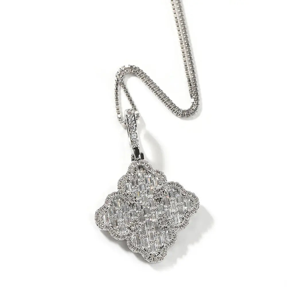 Full-diamond zircon four-leaf clover necklace - Blade & Thread