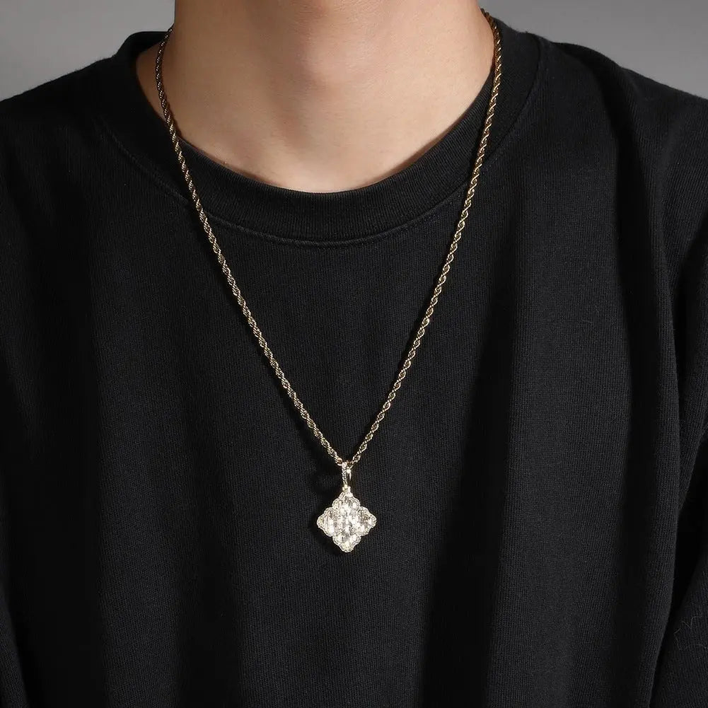 Full-diamond zircon four-leaf clover necklace - Blade & Thread