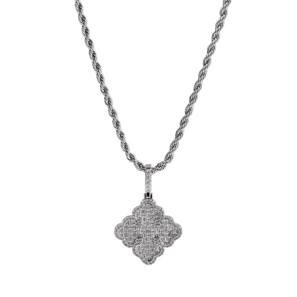 Full-diamond zircon four-leaf clover necklace - Blade & Thread