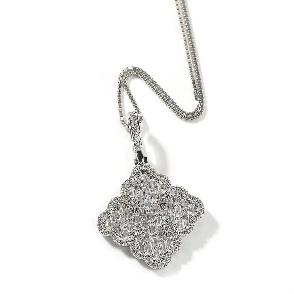 Full-diamond zircon four-leaf clover necklace - Blade & Thread