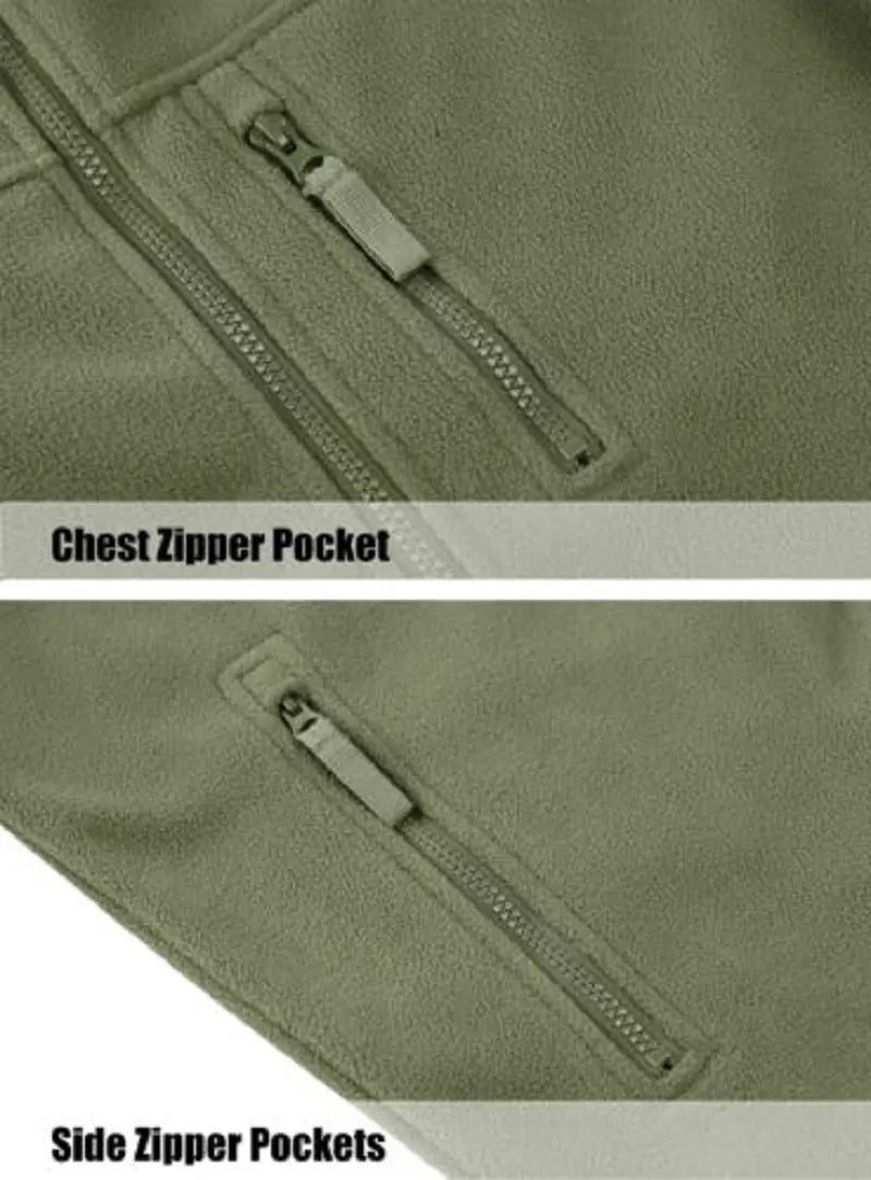 Full Zip Up Tactical Army Fleece Jacket Military Thermal Warm Outwear Windbreaker - Blade & Thread