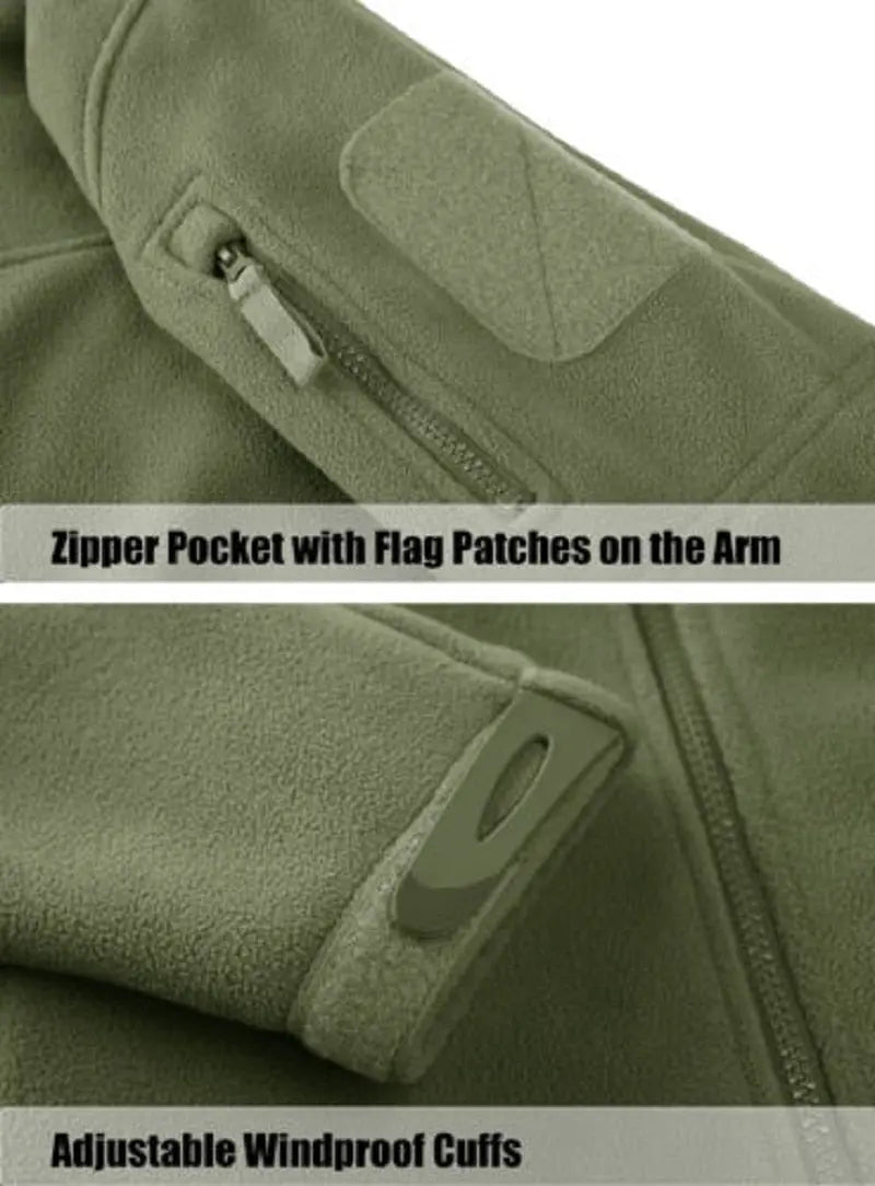 Full Zip Up Tactical Army Fleece Jacket Military Thermal Warm Outwear Windbreaker - Blade & Thread