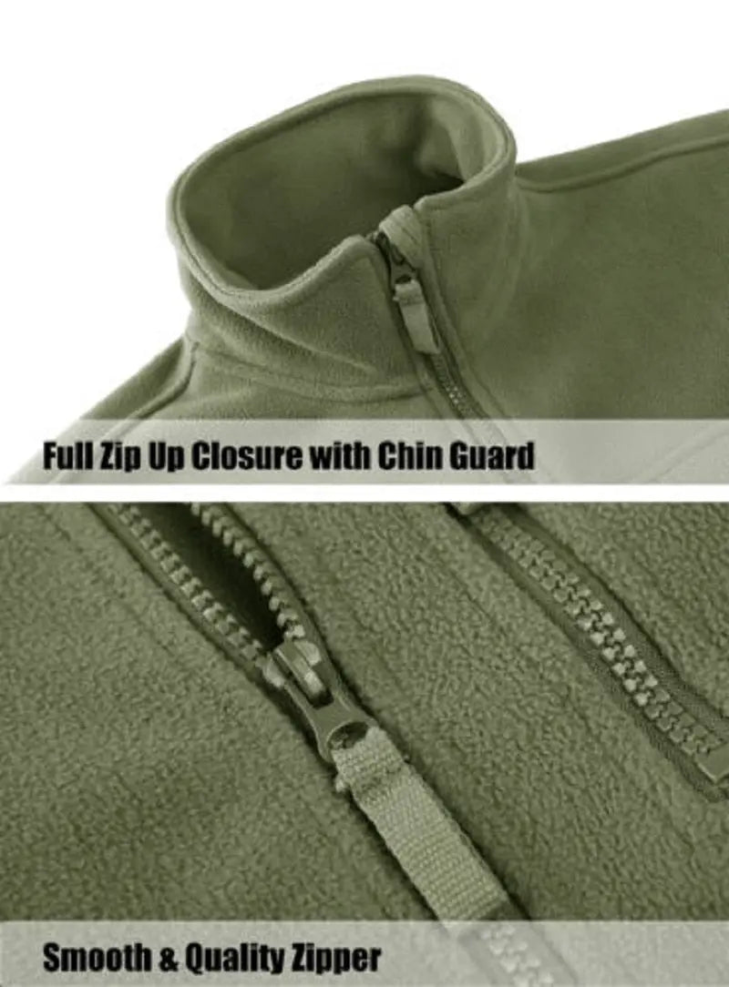 Full Zip Up Tactical Army Fleece Jacket Military Thermal Warm Outwear Windbreaker - Blade & Thread