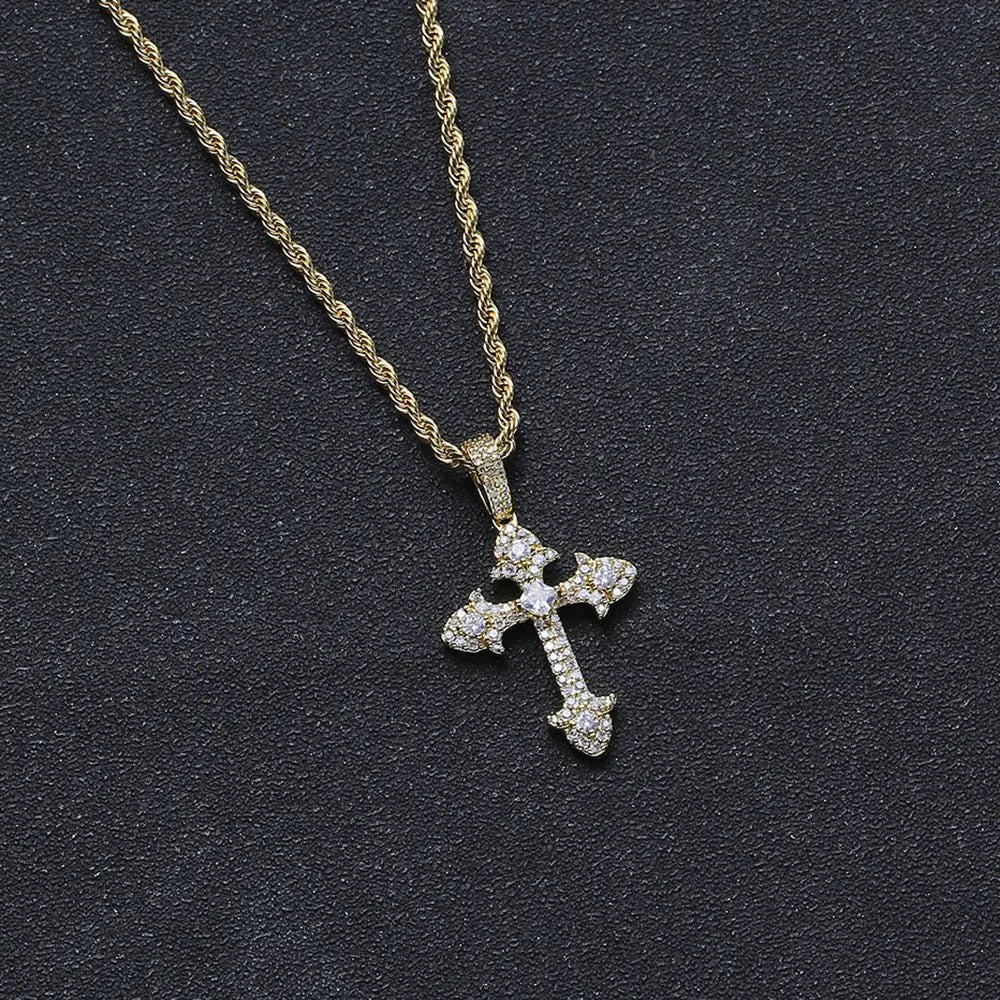 Full zirconium cross pendant couple necklace - Blade & Thread