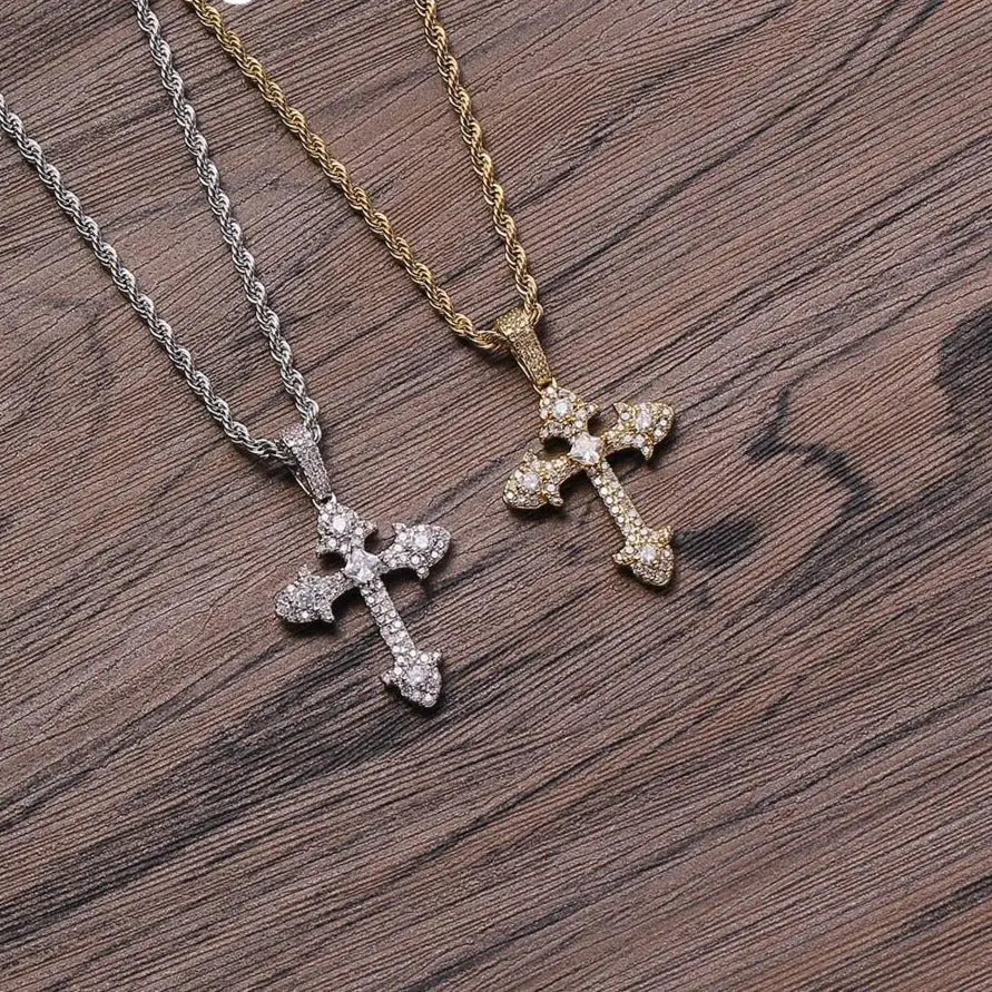 Full zirconium cross pendant couple necklace - Blade & Thread