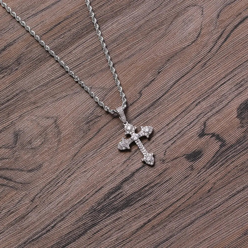 Full zirconium cross pendant couple necklace - Blade & Thread
