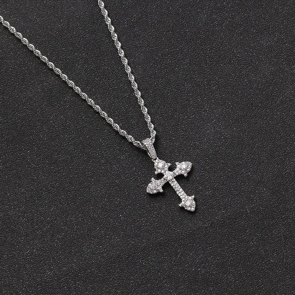 Full zirconium cross pendant couple necklace - Blade & Thread