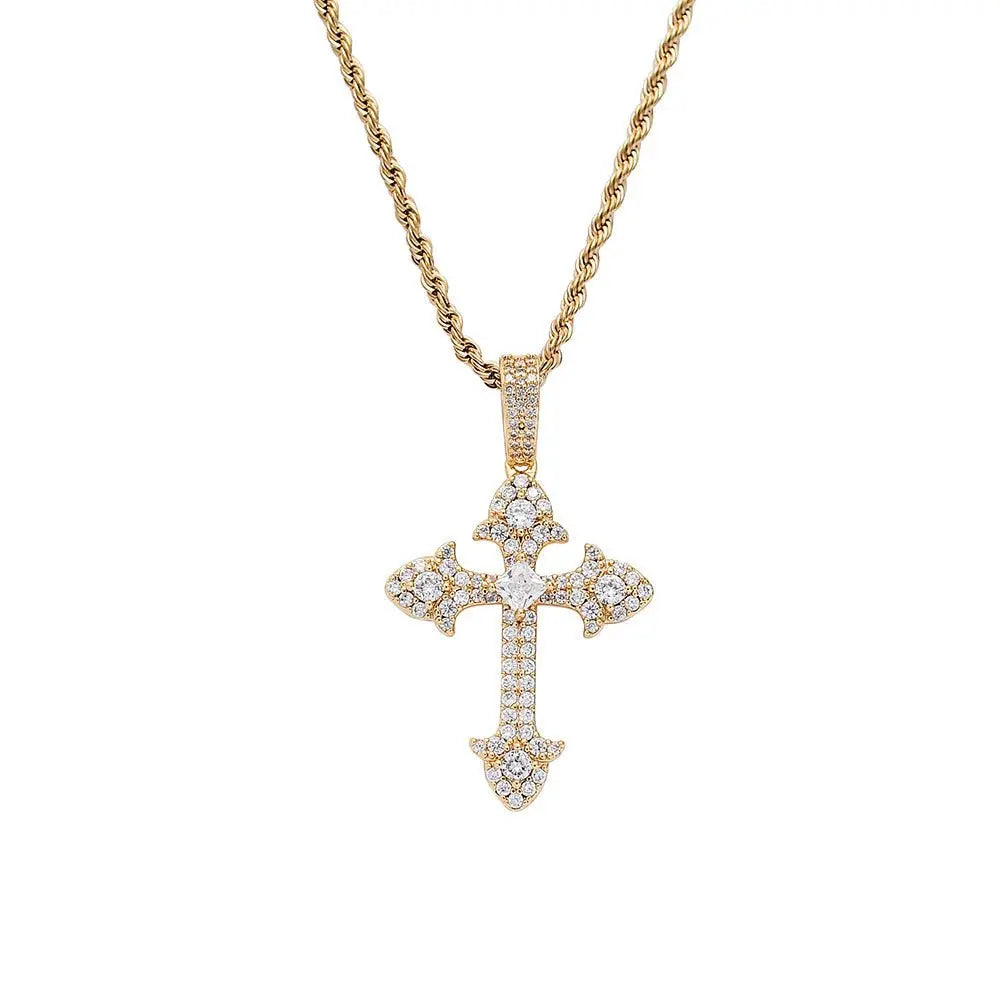 Full zirconium cross pendant couple necklace - Blade & Thread