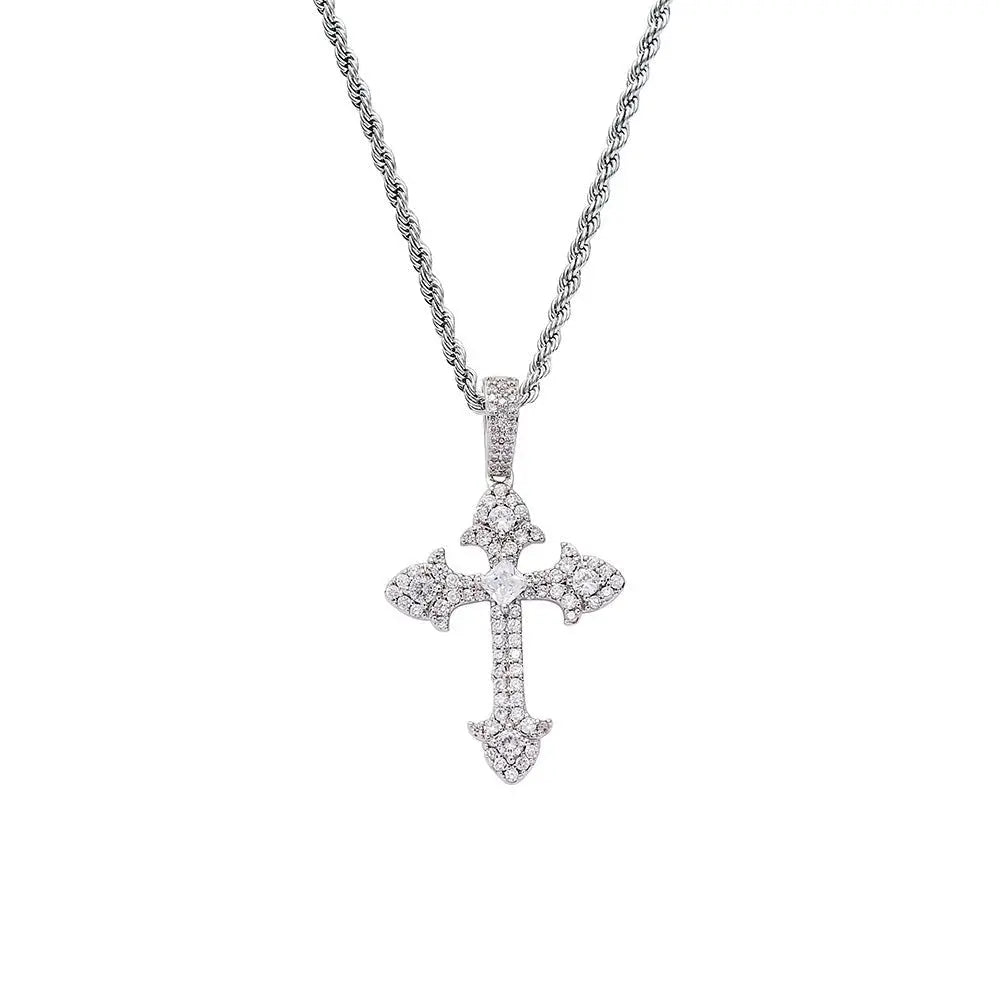 Full zirconium cross pendant couple necklace - Blade & Thread