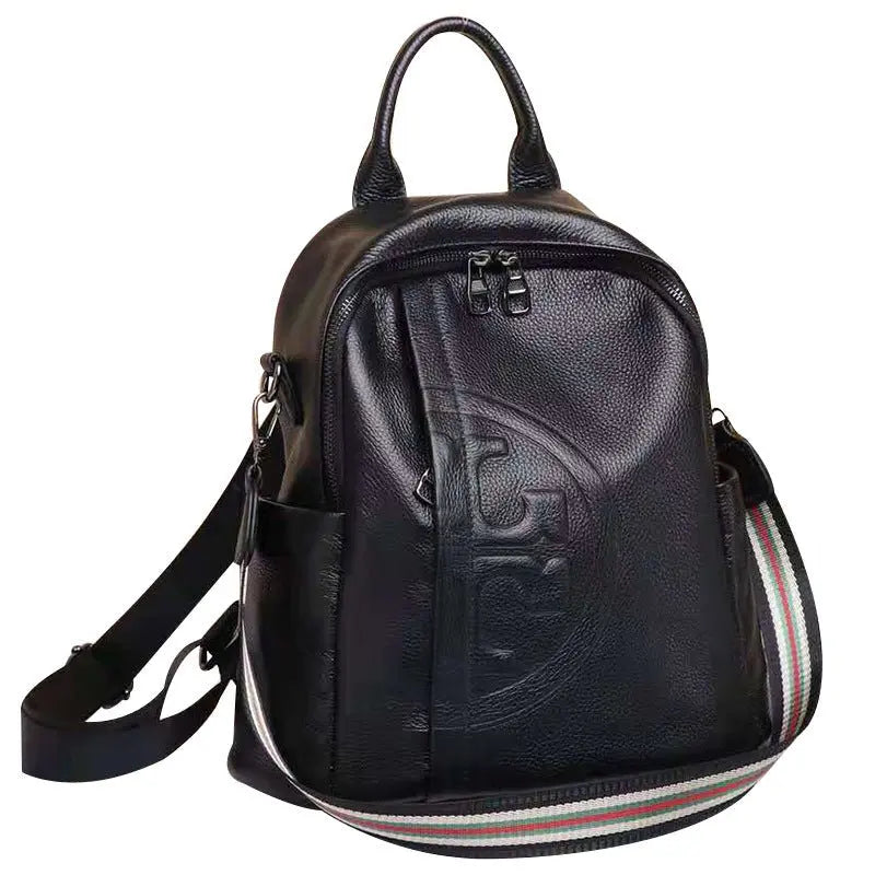 Genuine Real Cowhide Leather Backpack High Quality Women's Bag Durable Dirty Student School Bag - Blade & Thread