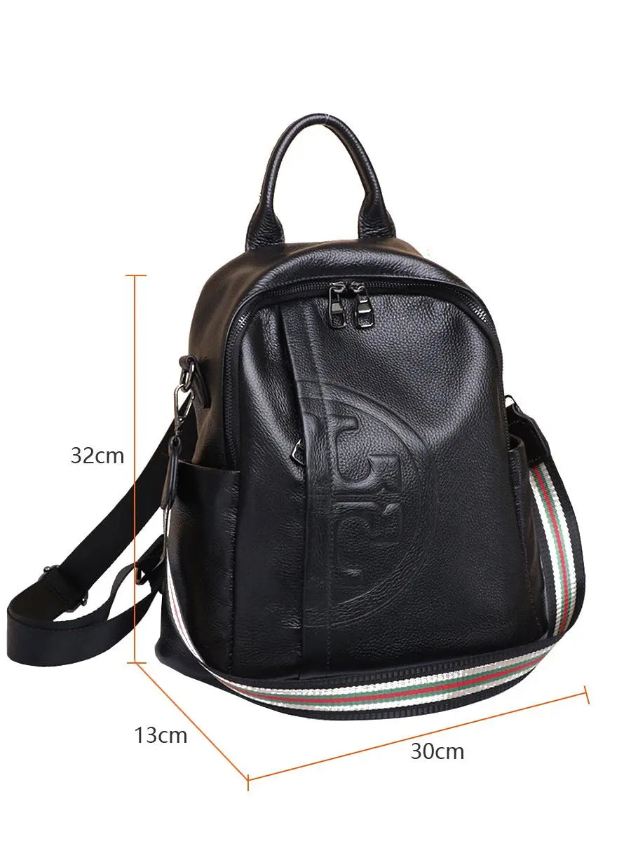 Genuine Real Cowhide Leather Backpack High Quality Women's Bag Durable Dirty Student School Bag - Blade & Thread