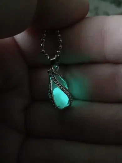 Glow In The Dark Necklace Moon Square Heart Necklaces For Woman Hollow Water Drop Pendant - Blade & Thread