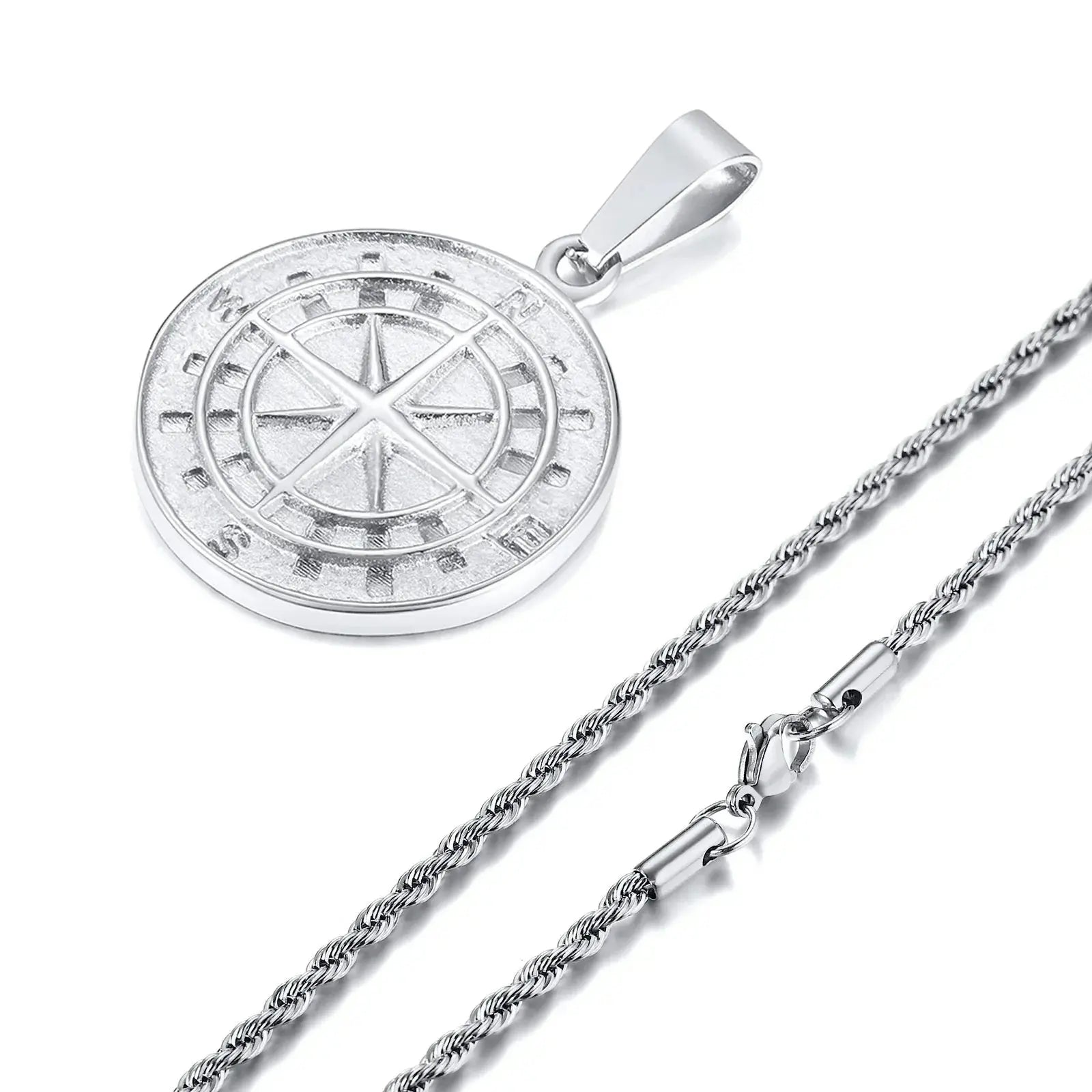Gold Compass Necklaces,Vintage Viking North Star Anchor Medal - Blade & Thread