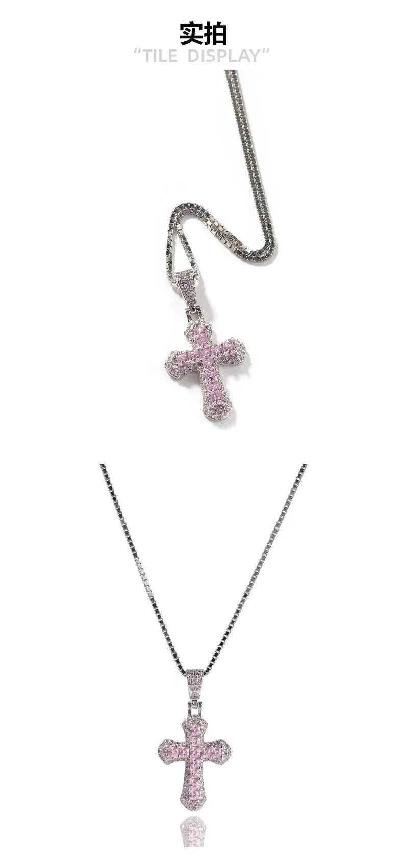Gold-plated, diamond-encrusted mini cross necklace - Blade & Thread
