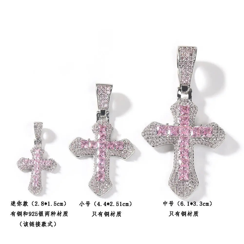 Gold-plated, diamond-encrusted mini cross necklace - Blade & Thread
