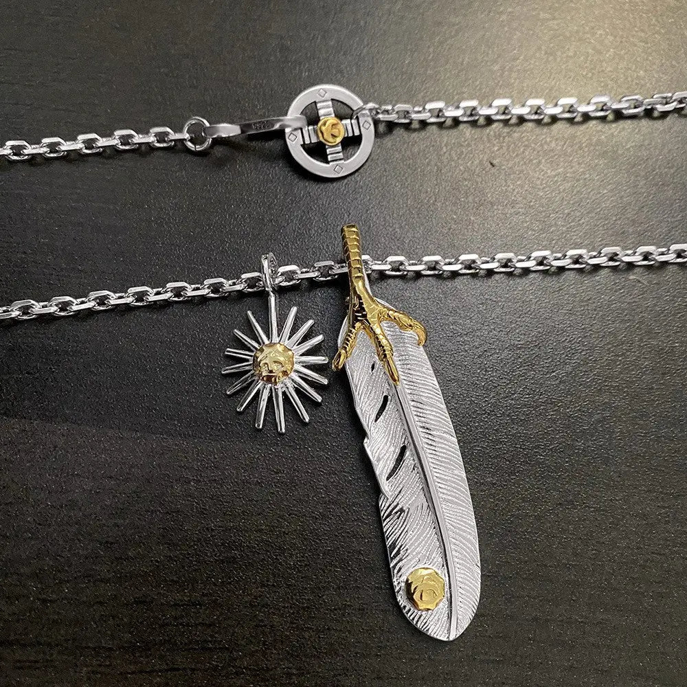Goro Takahashi's Goro Eagle Claw Feather Sun Necklace - Blade & Thread