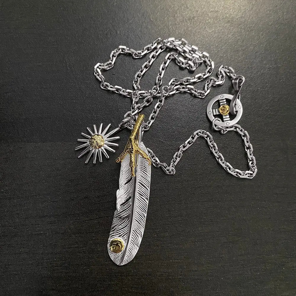 Goro Takahashi's Goro Eagle Claw Feather Sun Necklace - Blade & Thread