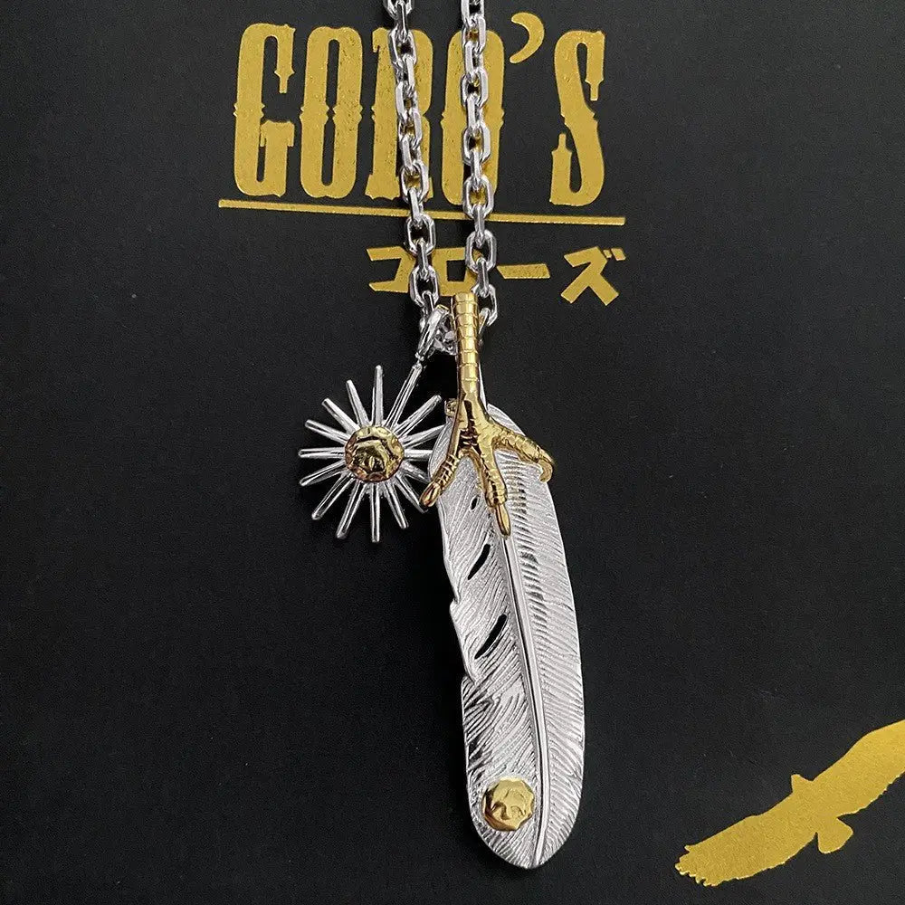 Goro Takahashi's Goro Eagle Claw Feather Sun Necklace - Blade & Thread