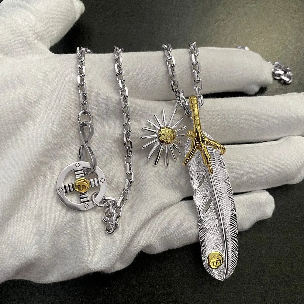 Goro Takahashi's Goro Eagle Claw Feather Sun Necklace - Blade & Thread