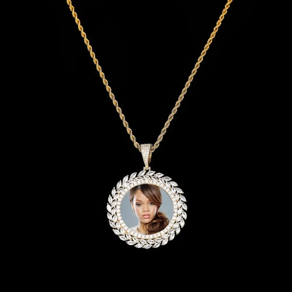 Grain Custom Photo Round Medallion Pendant Necklace Hip hop Jewelry - Blade & Thread