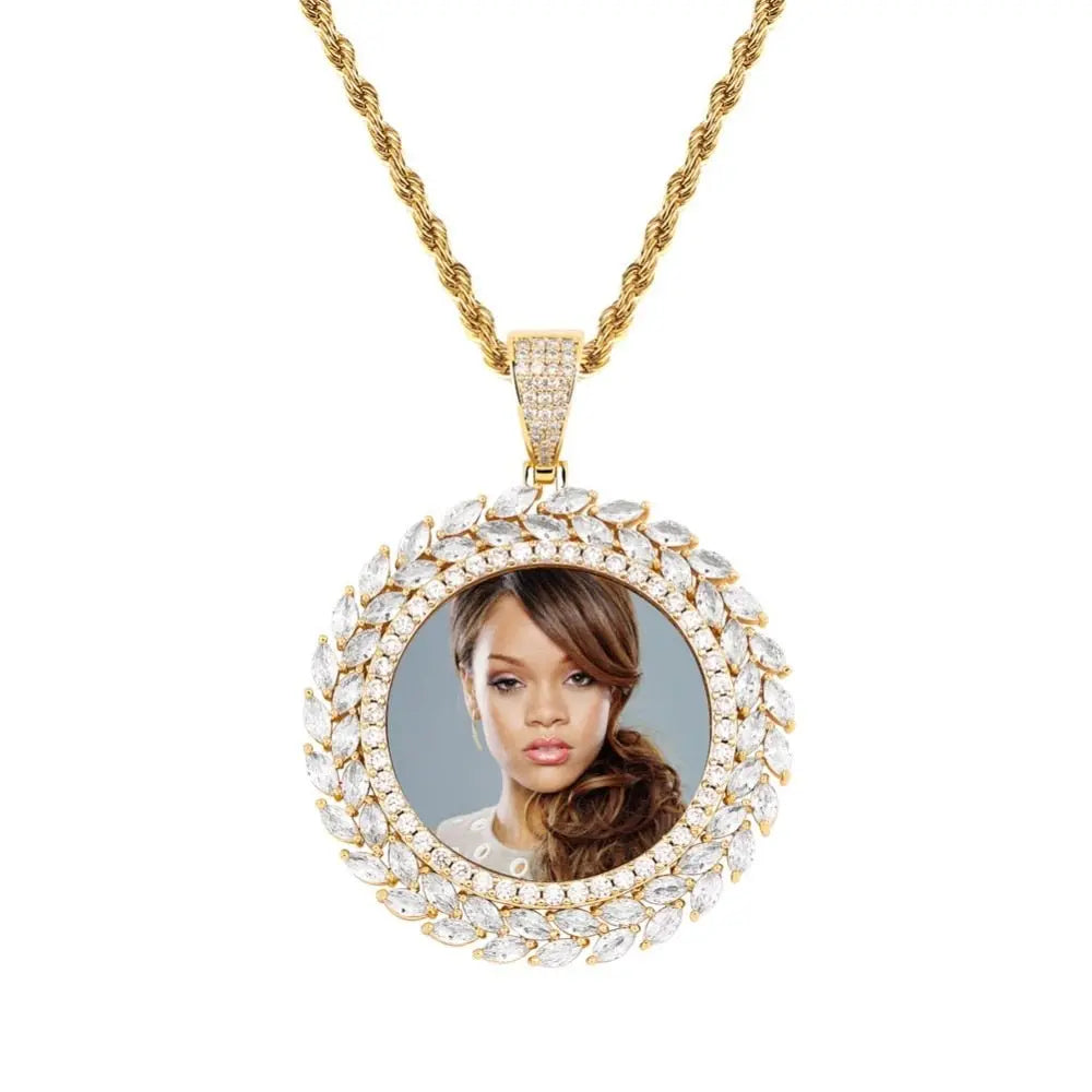 Grain Custom Photo Round Medallion Pendant Necklace Hip hop Jewelry - Blade & Thread