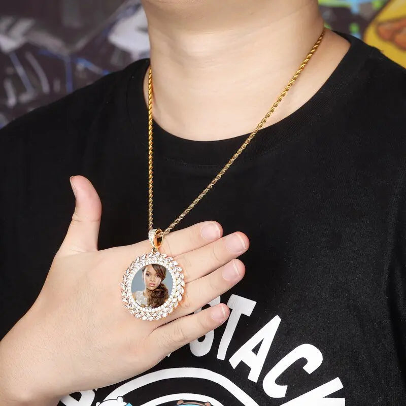Grain Custom Photo Round Medallion Pendant Necklace Hip hop Jewelry - Blade & Thread