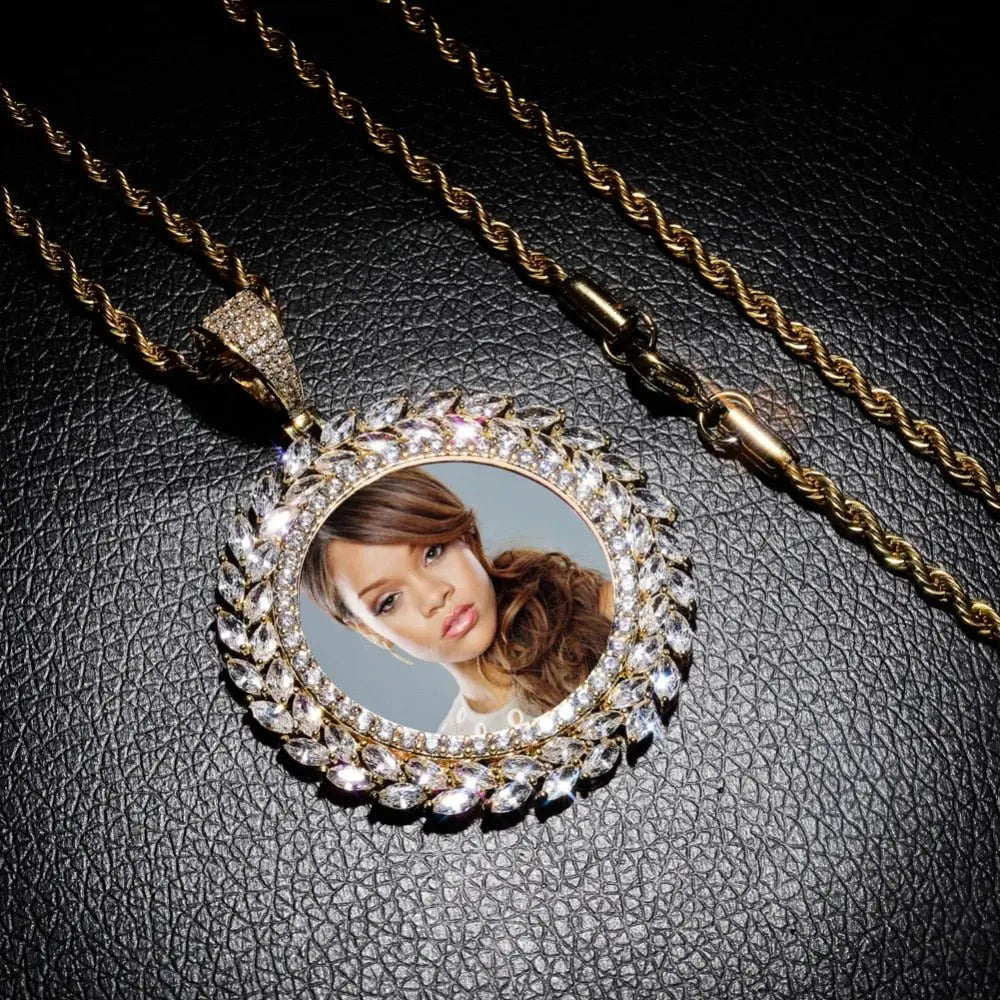 Grain Custom Photo Round Medallion Pendant Necklace Hip hop Jewelry - Blade & Thread