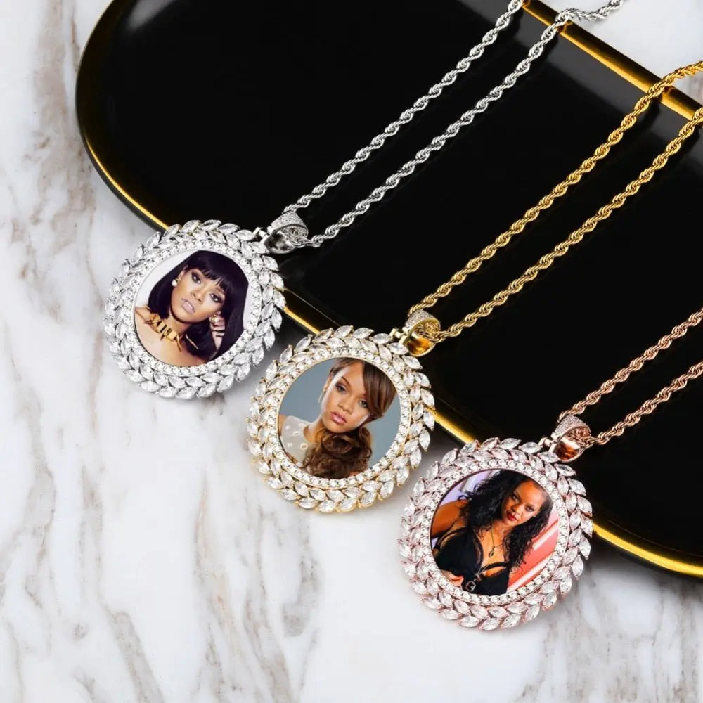 Grain Custom Photo Round Medallion Pendant Necklace Hip hop Jewelry - Blade & Thread