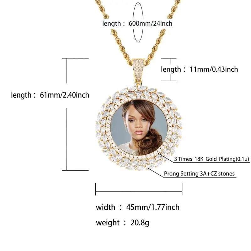 Grain Custom Photo Round Medallion Pendant Necklace Hip hop Jewelry - Blade & Thread