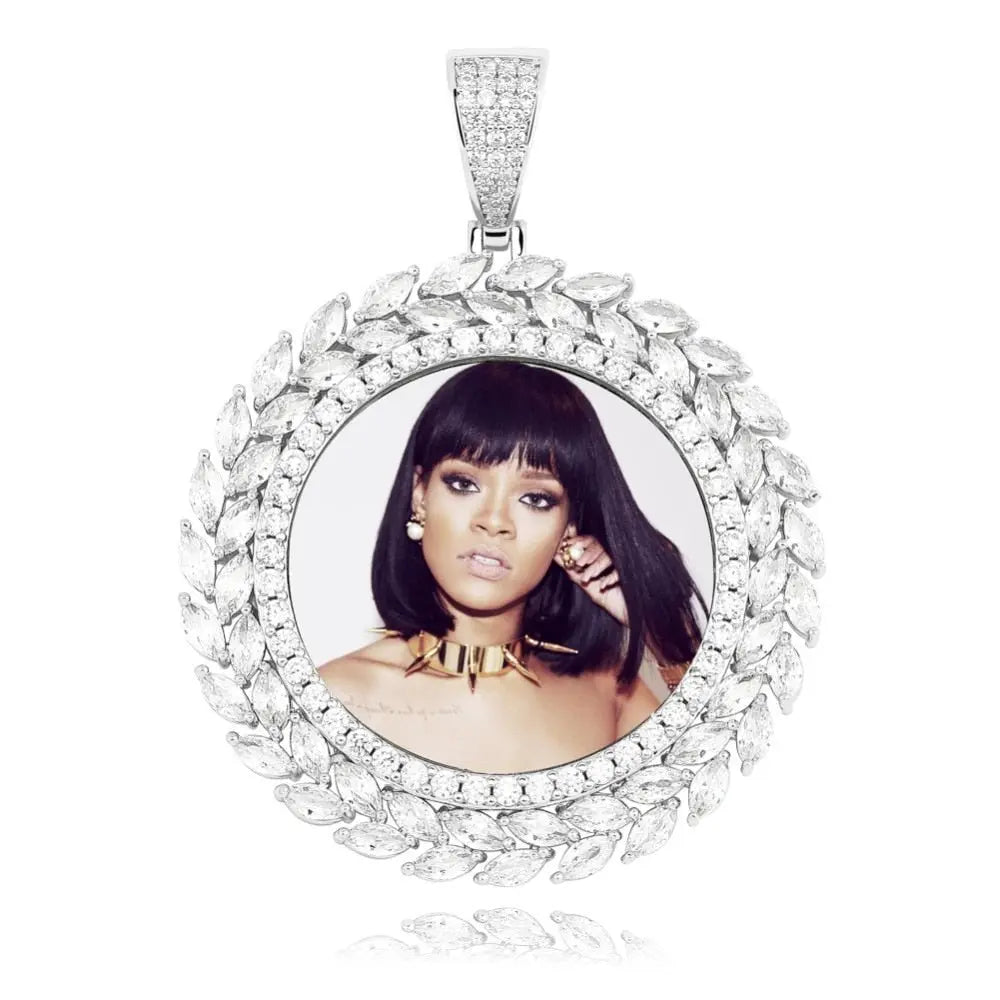 Grain Custom Photo Round Medallion Pendant Necklace Hip hop Jewelry - Blade & Thread