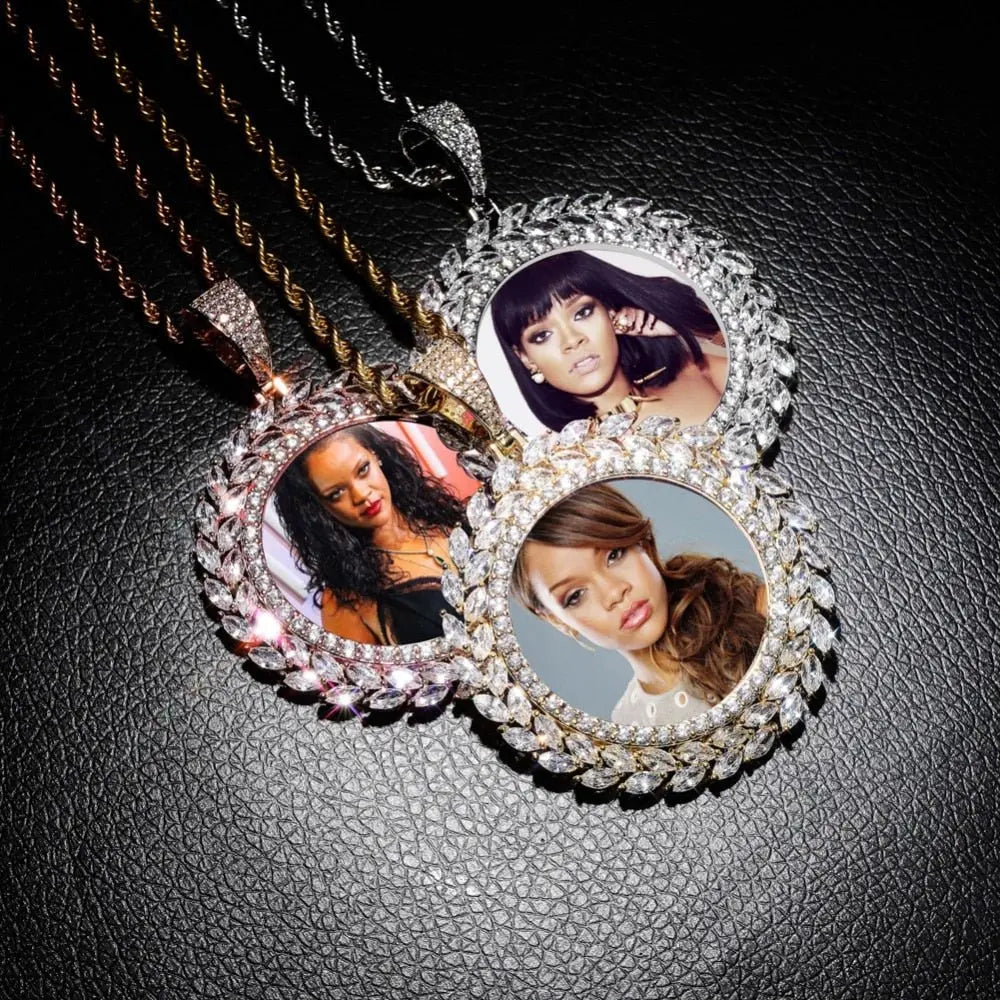 Grain Custom Photo Round Medallion Pendant Necklace Hip hop Jewelry - Blade & Thread