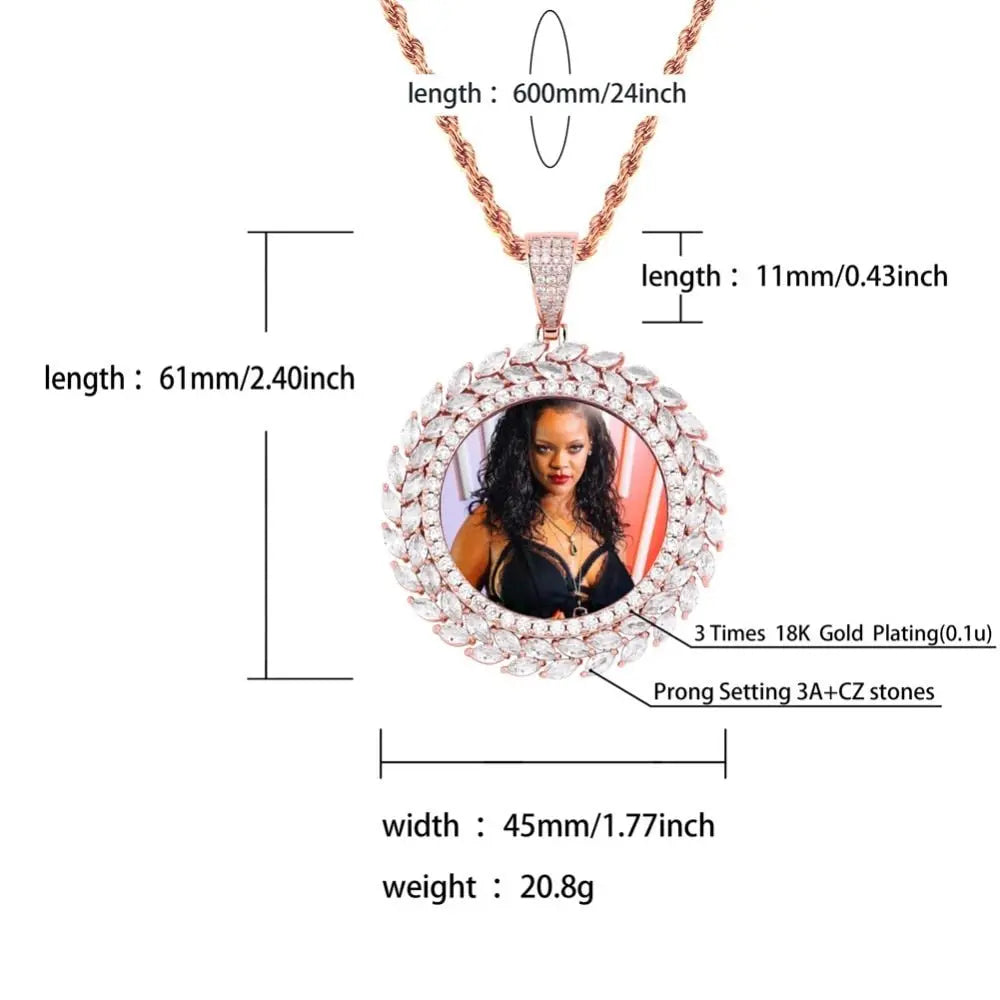 Grain Custom Photo Round Medallion Pendant Necklace Hip hop Jewelry - Blade & Thread