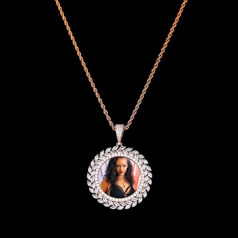 Grain Custom Photo Round Medallion Pendant Necklace Hip hop Jewelry - Blade & Thread
