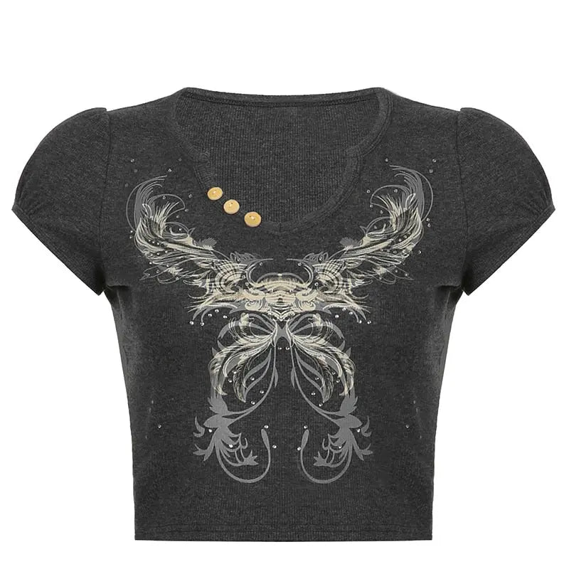 Graphic Print Retro Crop Tshirts Harajuku Grunge Fairycore Clothes nowadaysfashion