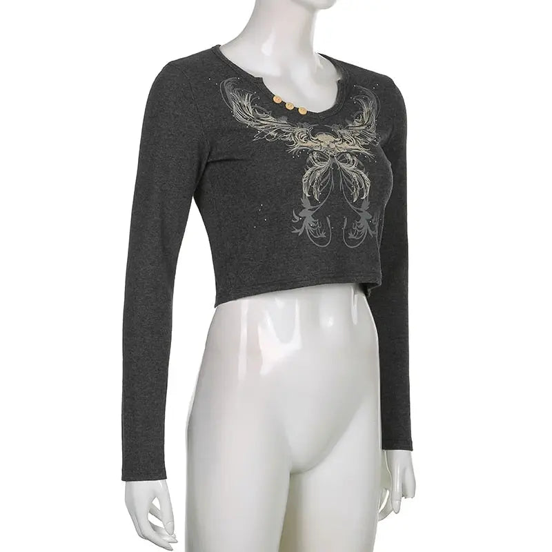 Graphic Print Retro Crop Tshirts Harajuku Grunge Fairycore Clothes nowadaysfashion