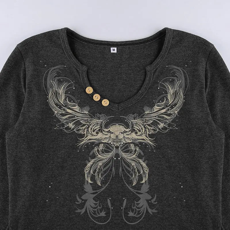 Graphic Print Retro Crop Tshirts Harajuku Grunge Fairycore Clothes nowadaysfashion